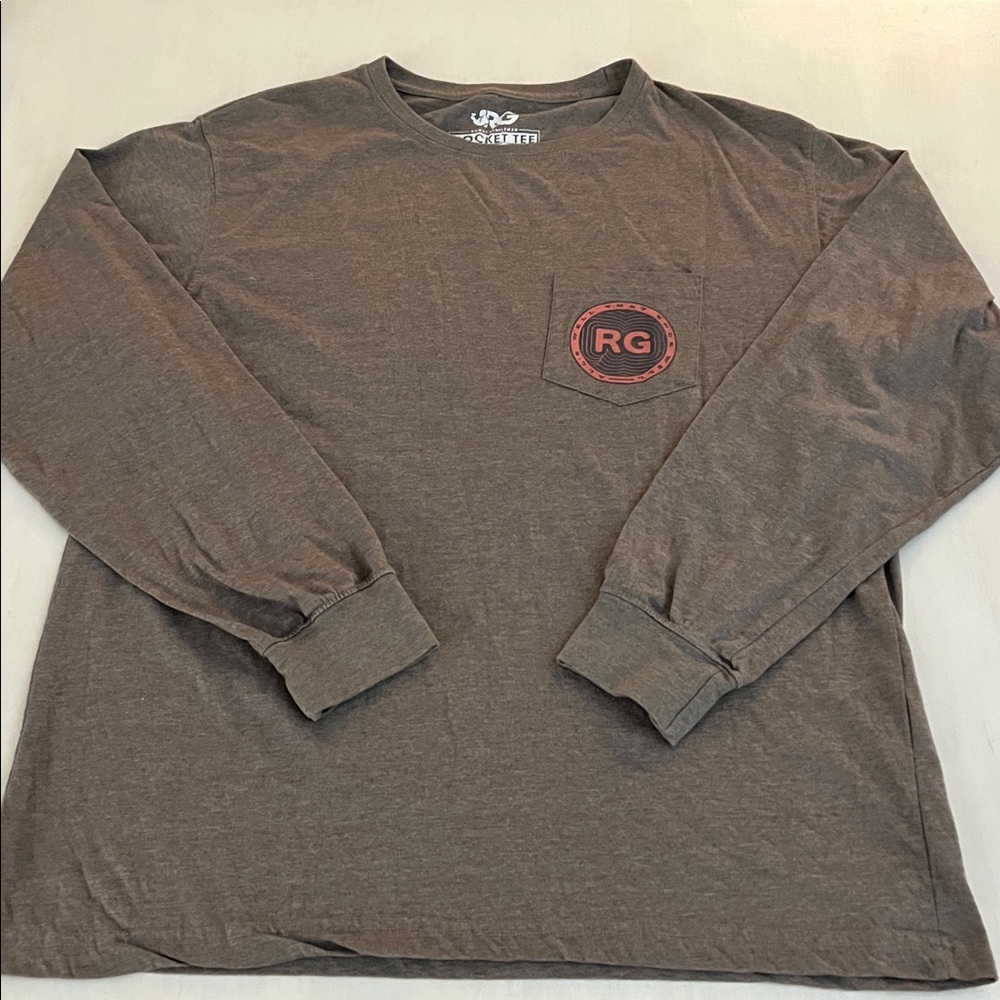Rowdy gentleman Brown Long Sleeve Shirt with Red Logo